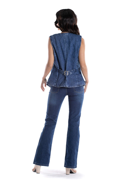 V-Neck Denim Vest - Carina - ÙƒØ§Ø±ÙŠÙ†Ø§