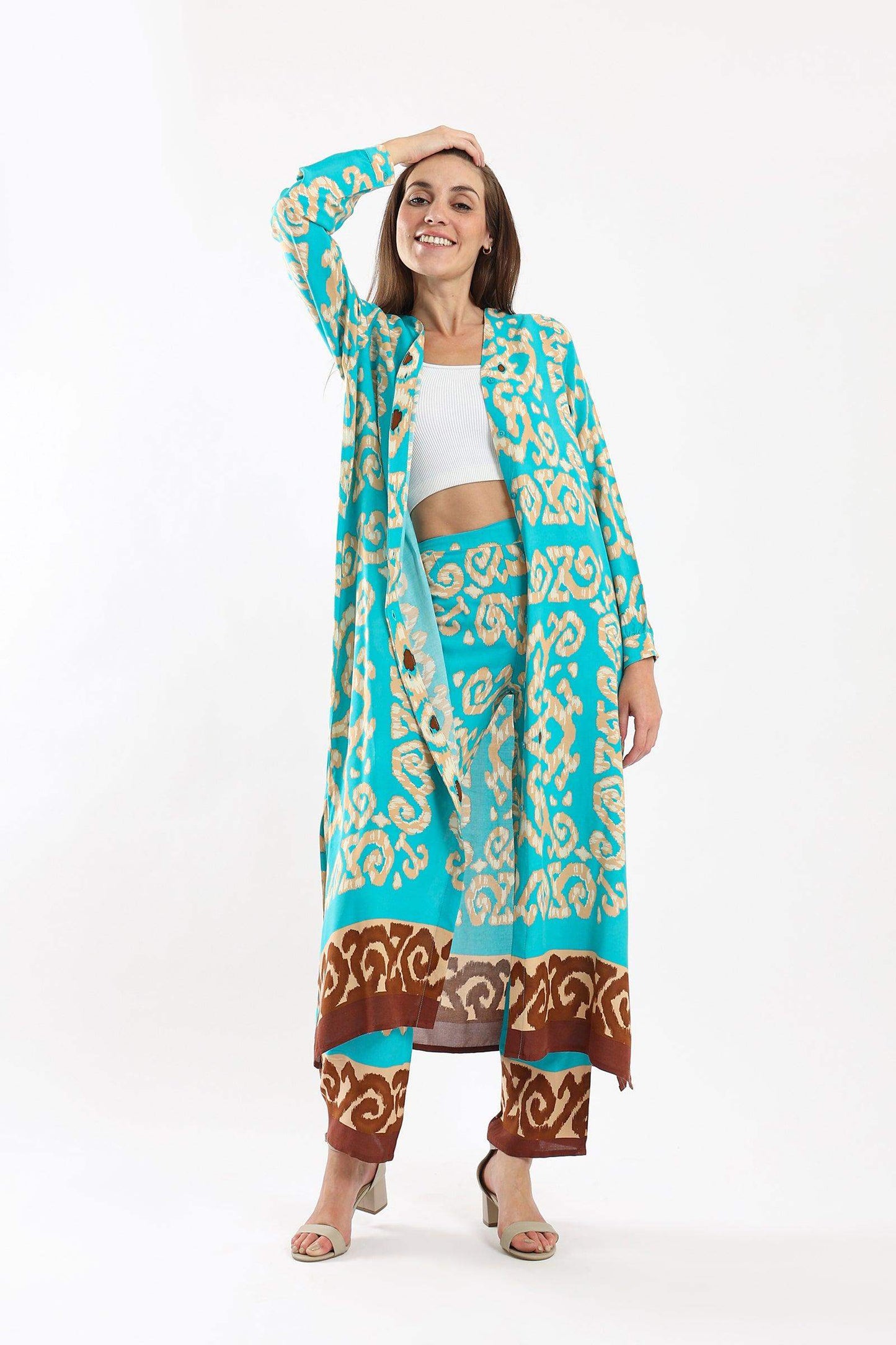 V-Neck Printed Kimono - Carina - ÙƒØ§Ø±ÙŠÙ†Ø§