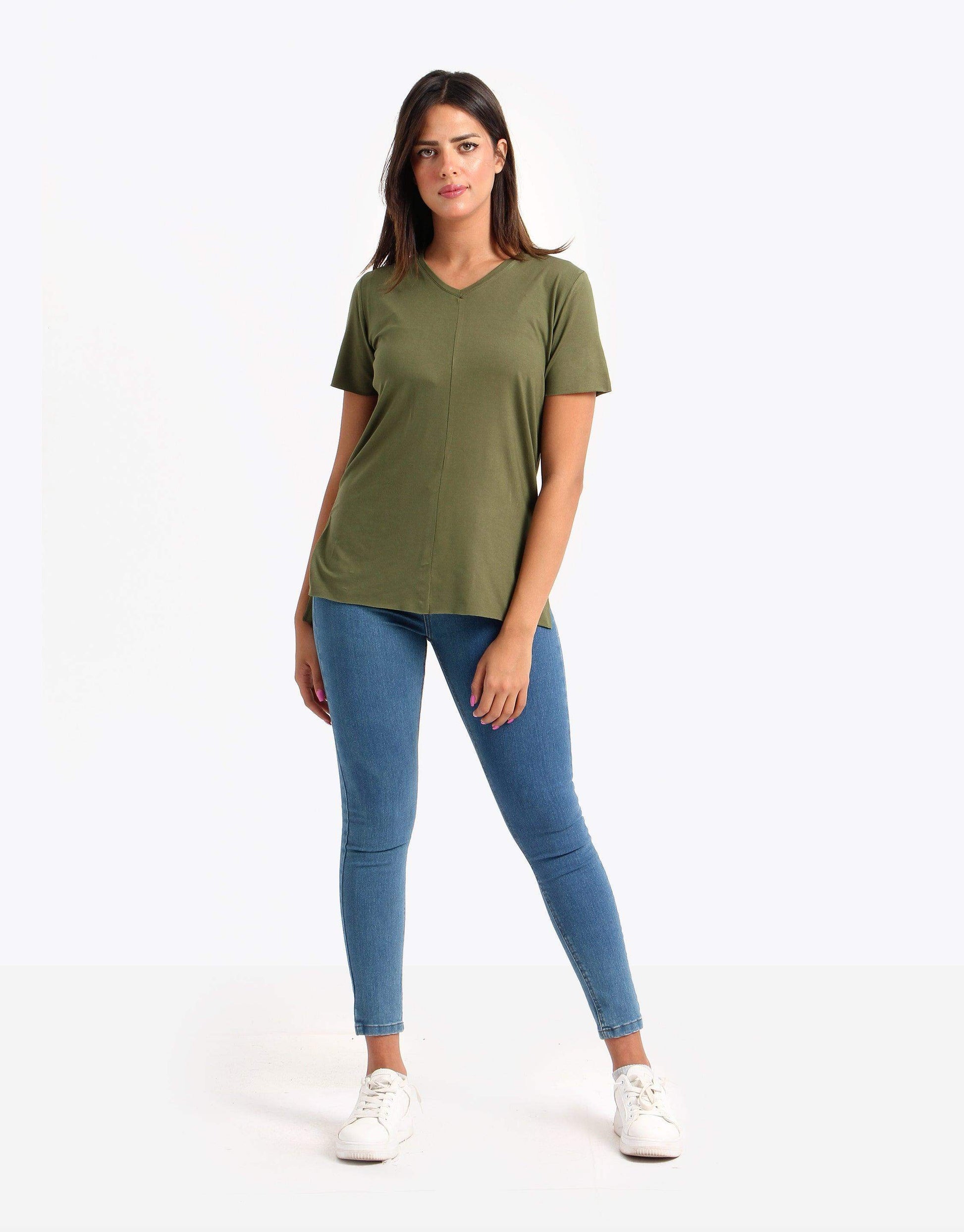 V-neck Short Sleeve T-shirt - Carina - ÙƒØ§Ø±ÙŠÙ†Ø§