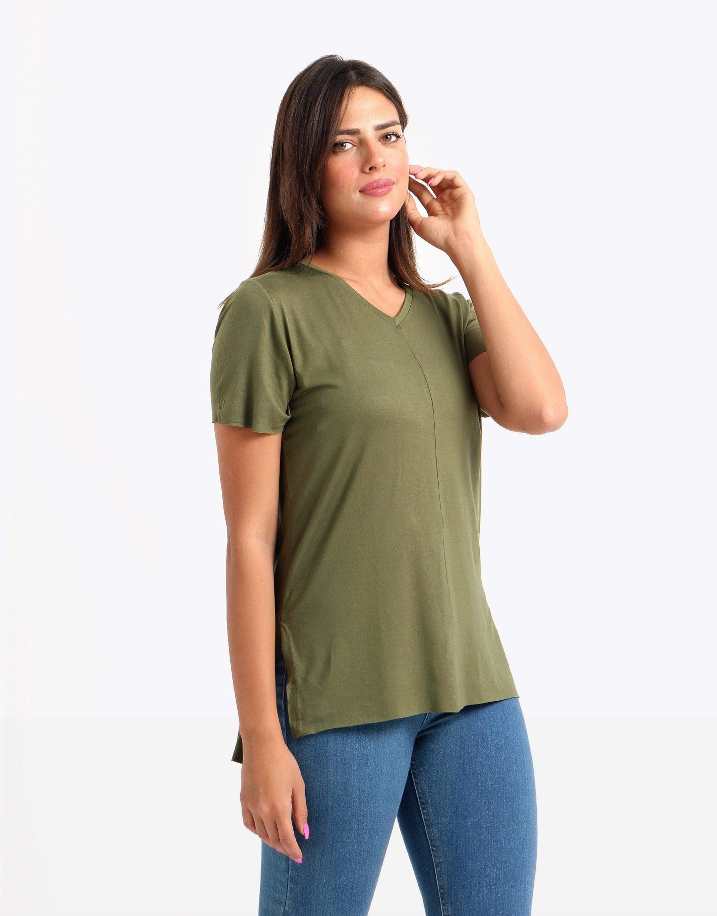 V-neck Short Sleeve T-shirt - Carina - ÙƒØ§Ø±ÙŠÙ†Ø§