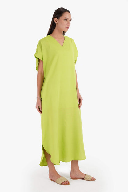 V-Neck Solid Dress - Carina - ÙƒØ§Ø±ÙŠÙ†Ø§