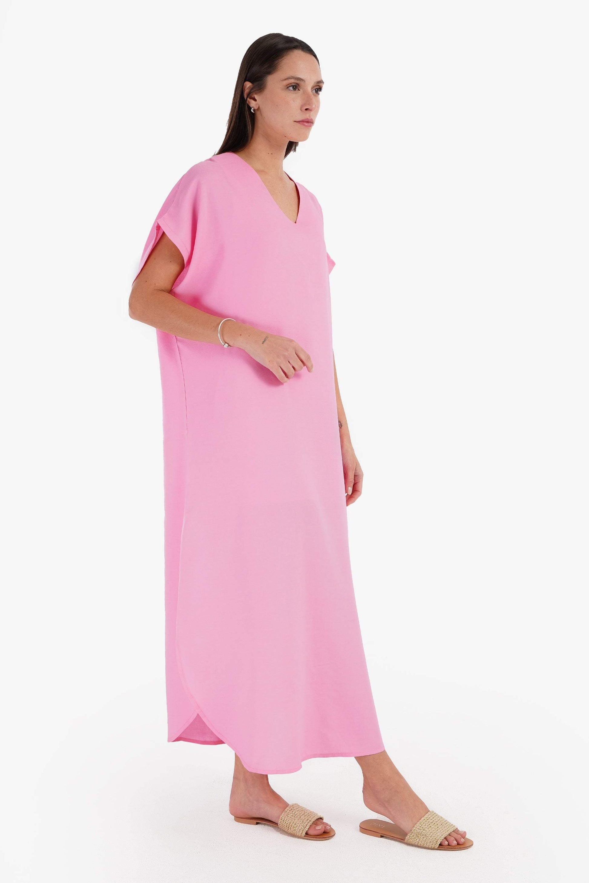 V-Neck Solid Dress - Carina - ÙƒØ§Ø±ÙŠÙ†Ø§