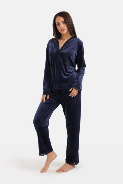 Velvet Pyjama Set with Lace - Carina - ÙƒØ§Ø±ÙŠÙ†Ø§