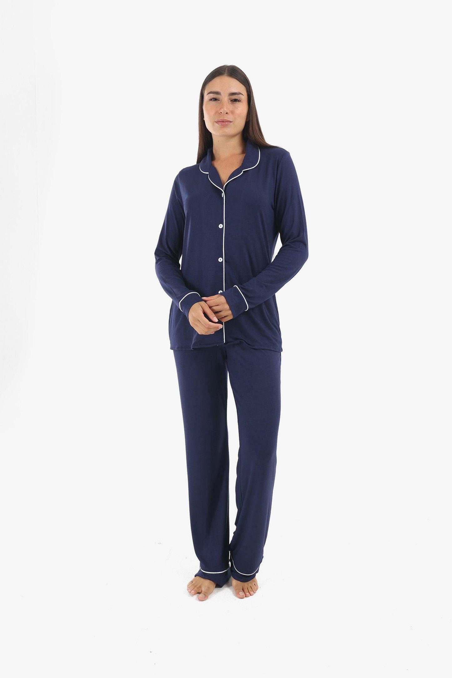 Viscose Navy Pyjama Set - Carina - ÙƒØ§Ø±ÙŠÙ†Ø§