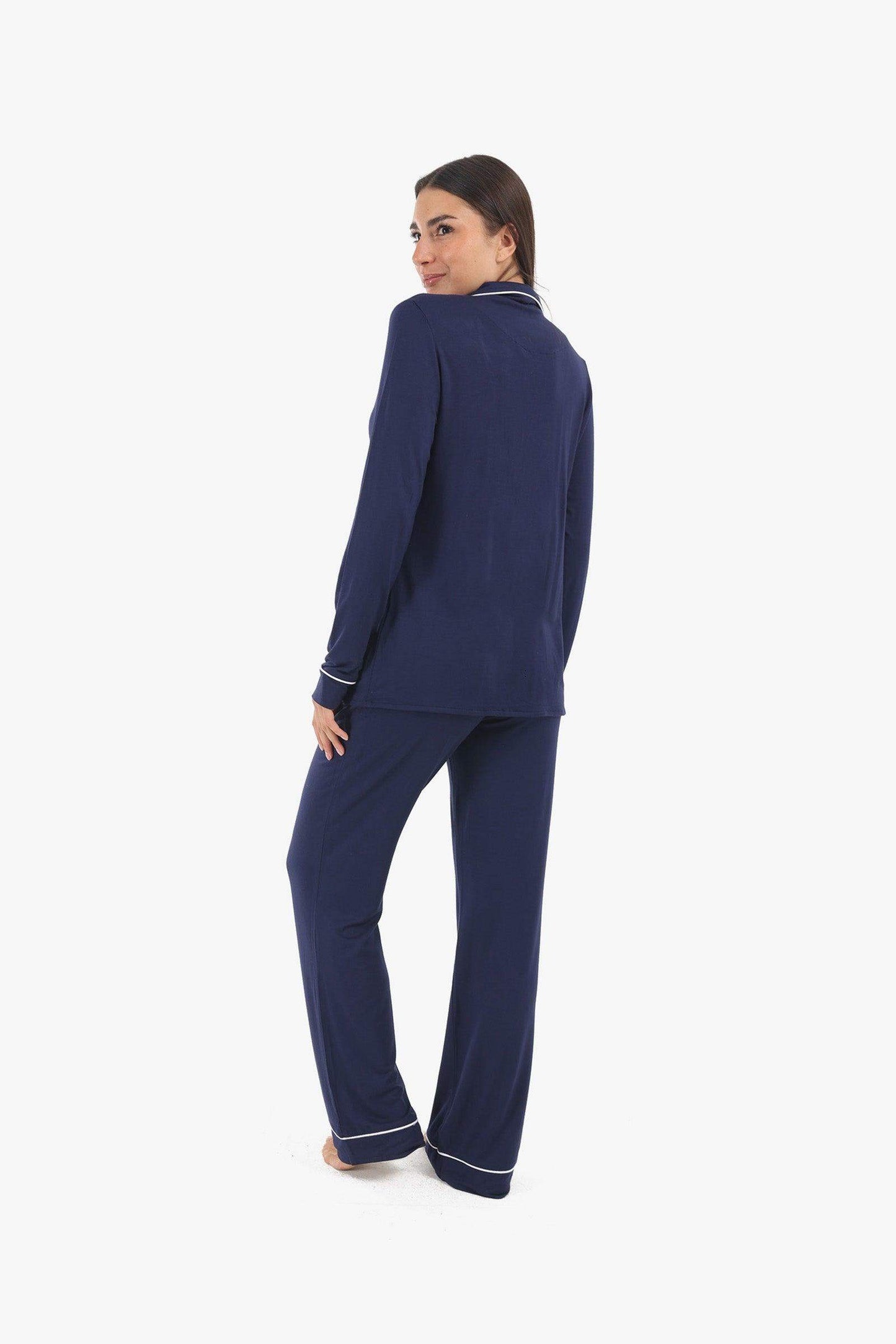 Viscose Navy Pyjama Set - Carina - ÙƒØ§Ø±ÙŠÙ†Ø§