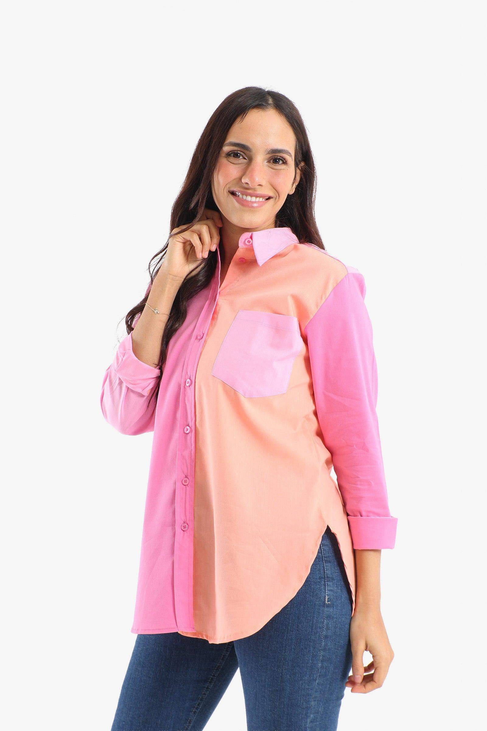 Viscose Pink & Orange Shirt - Carina - ÙƒØ§Ø±ÙŠÙ†Ø§