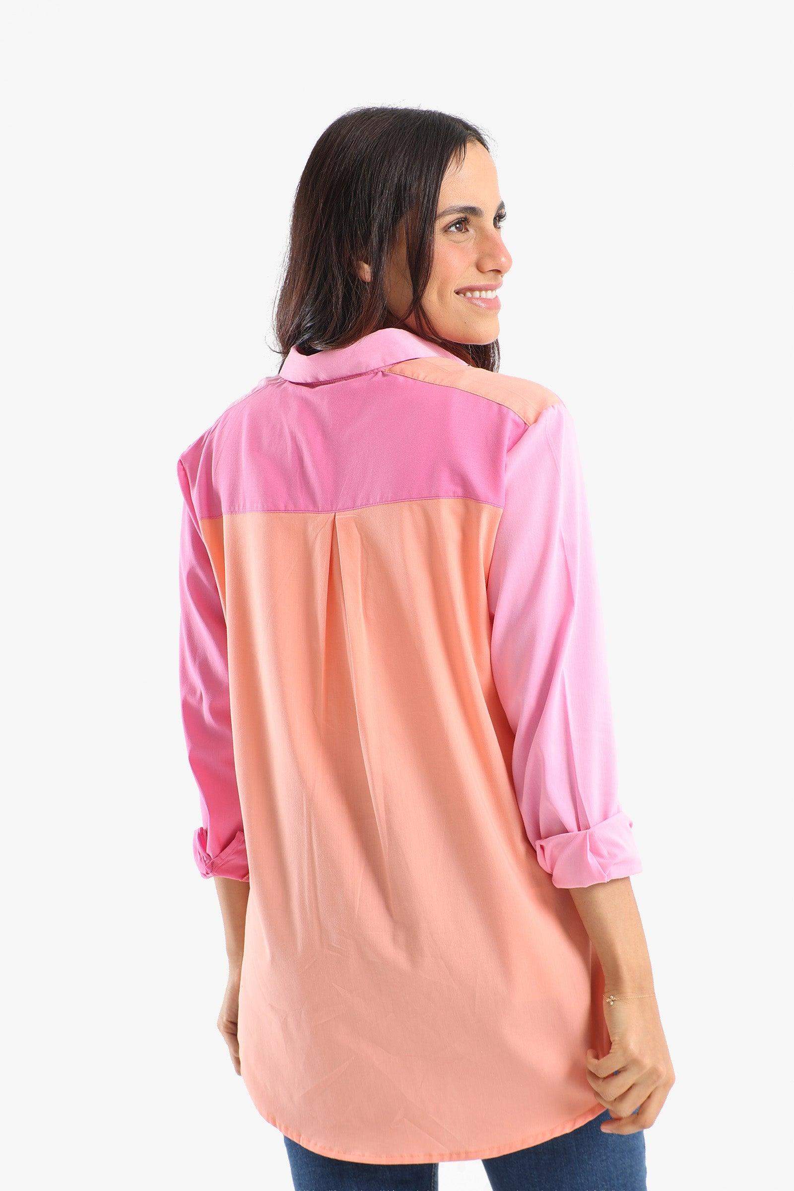 Viscose Pink & Orange Shirt - Carina - ÙƒØ§Ø±ÙŠÙ†Ø§