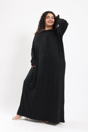 Viscose Plain Long Sleeved Dress - Clue Wear
