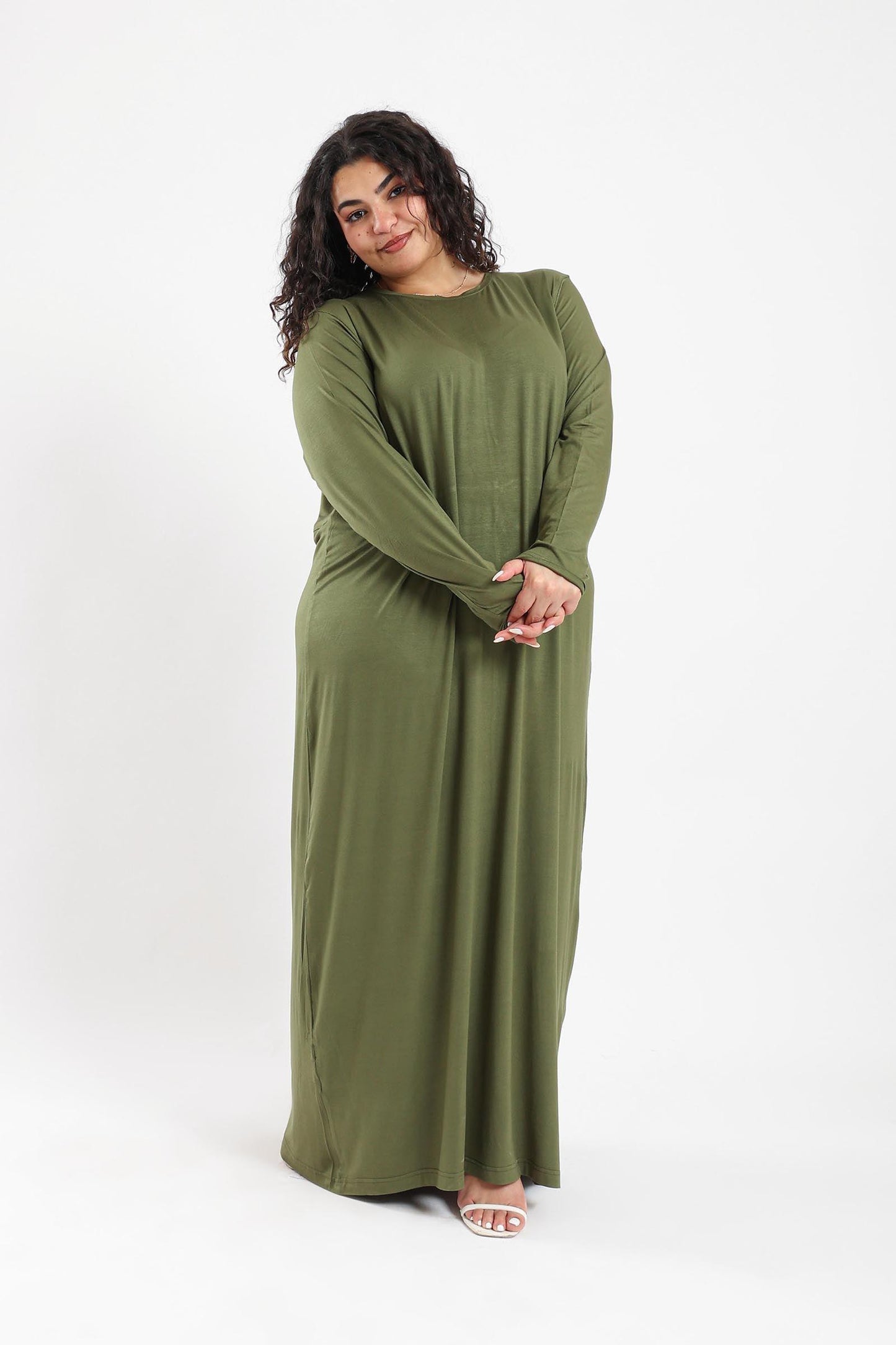 Viscose Plain Long Sleeved Dress - Clue Wear