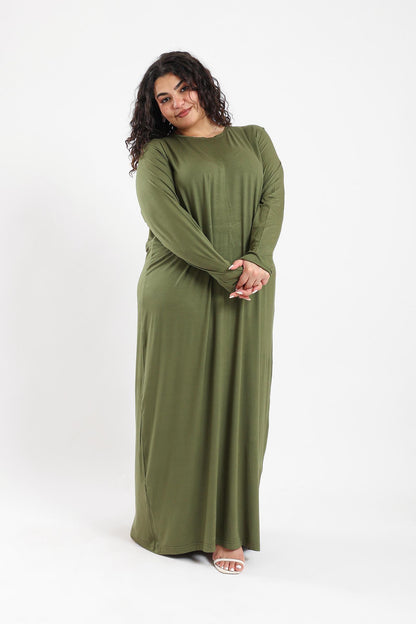 Viscose Plain Long Sleeved Dress - Clue Wear