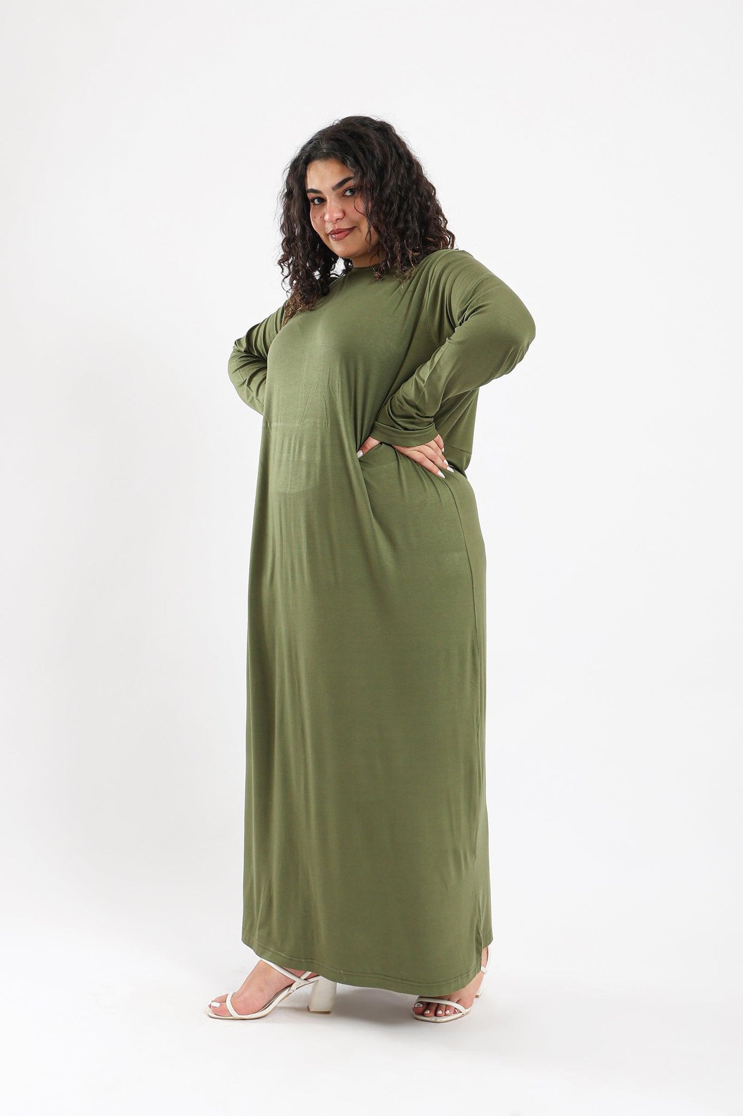 Viscose Plain Long Sleeved Dress - Clue Wear