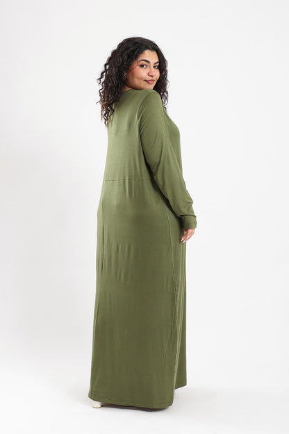 Viscose Plain Long Sleeved Dress - Clue Wear