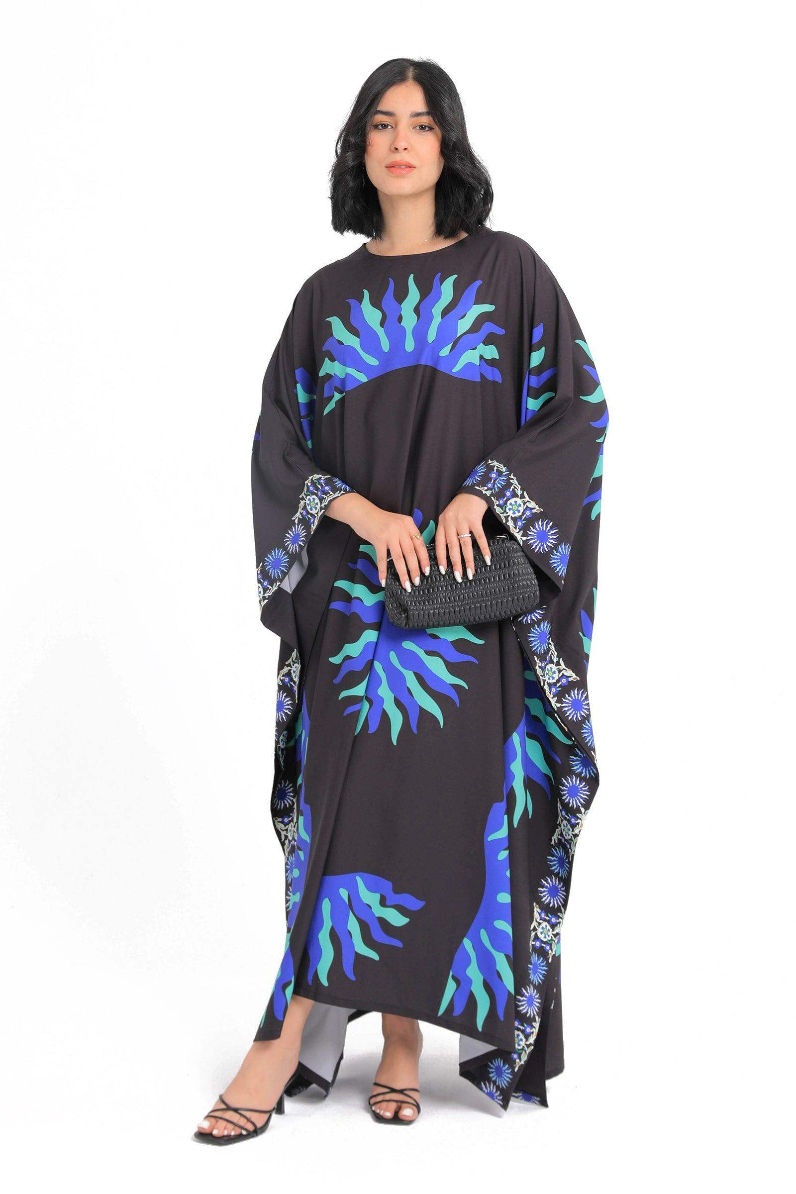 Viscose Printed Poncho Dress - Carina - ÙƒØ§Ø±ÙŠÙ†Ø§