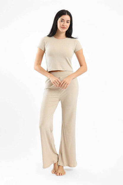 Viscose Ribbed Pyjama Set - Carina - ÙƒØ§Ø±ÙŠÙ†Ø§