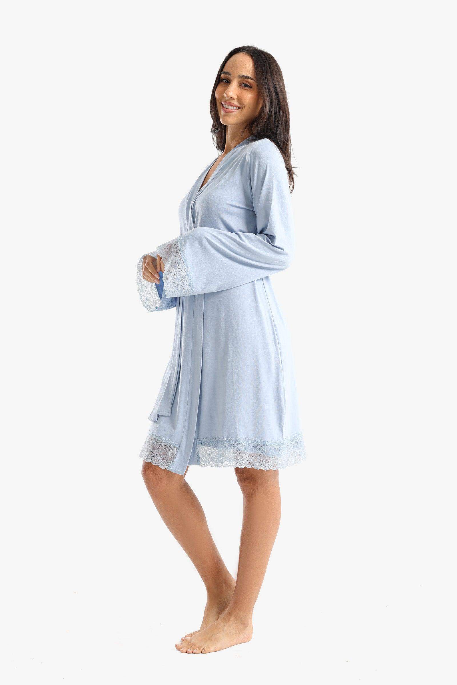 Viscose Robe with Lace Details - Carina - ÙƒØ§Ø±ÙŠÙ†Ø§