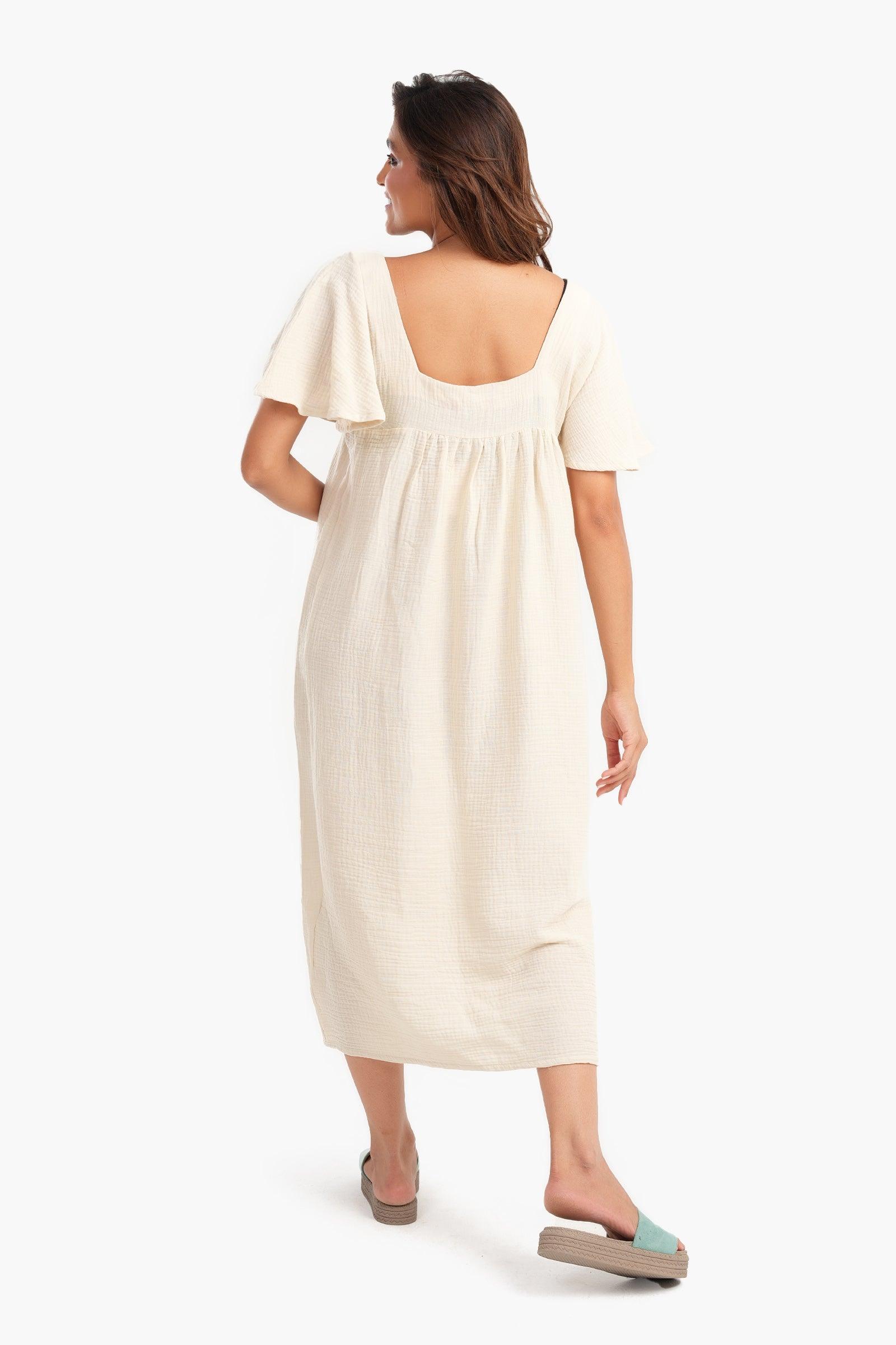 Viscose Square Neck Nightgown - Carina - ÙƒØ§Ø±ÙŠÙ†Ø§