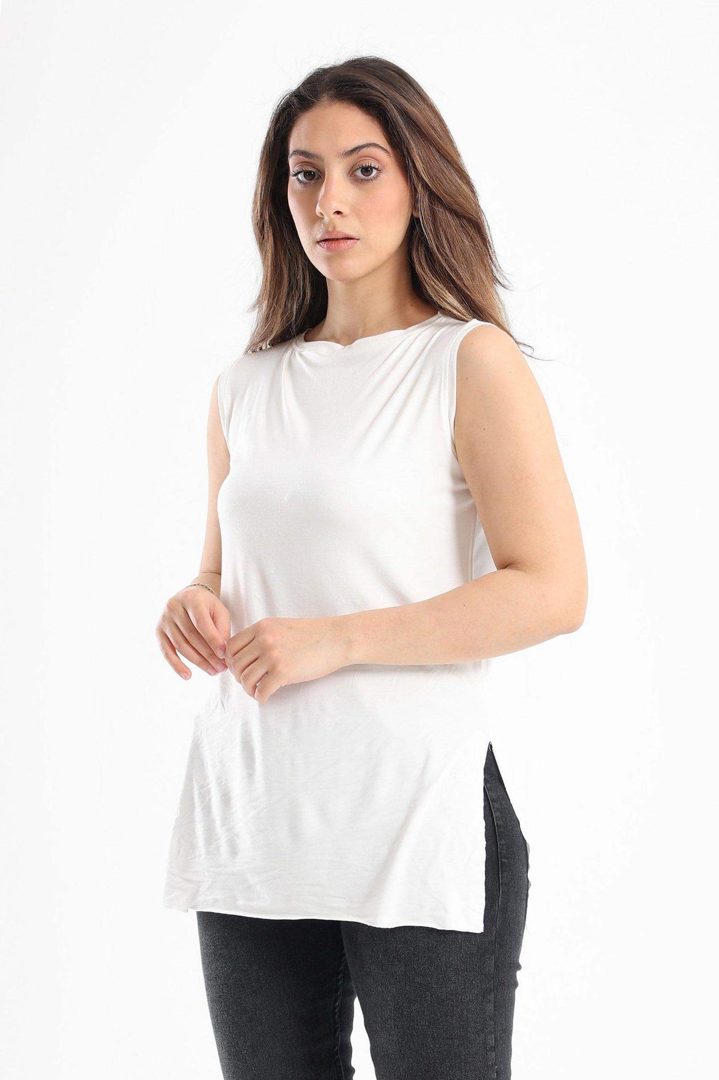 Viscose T-Shirt with Slits - Carina - ÙƒØ§Ø±ÙŠÙ†Ø§