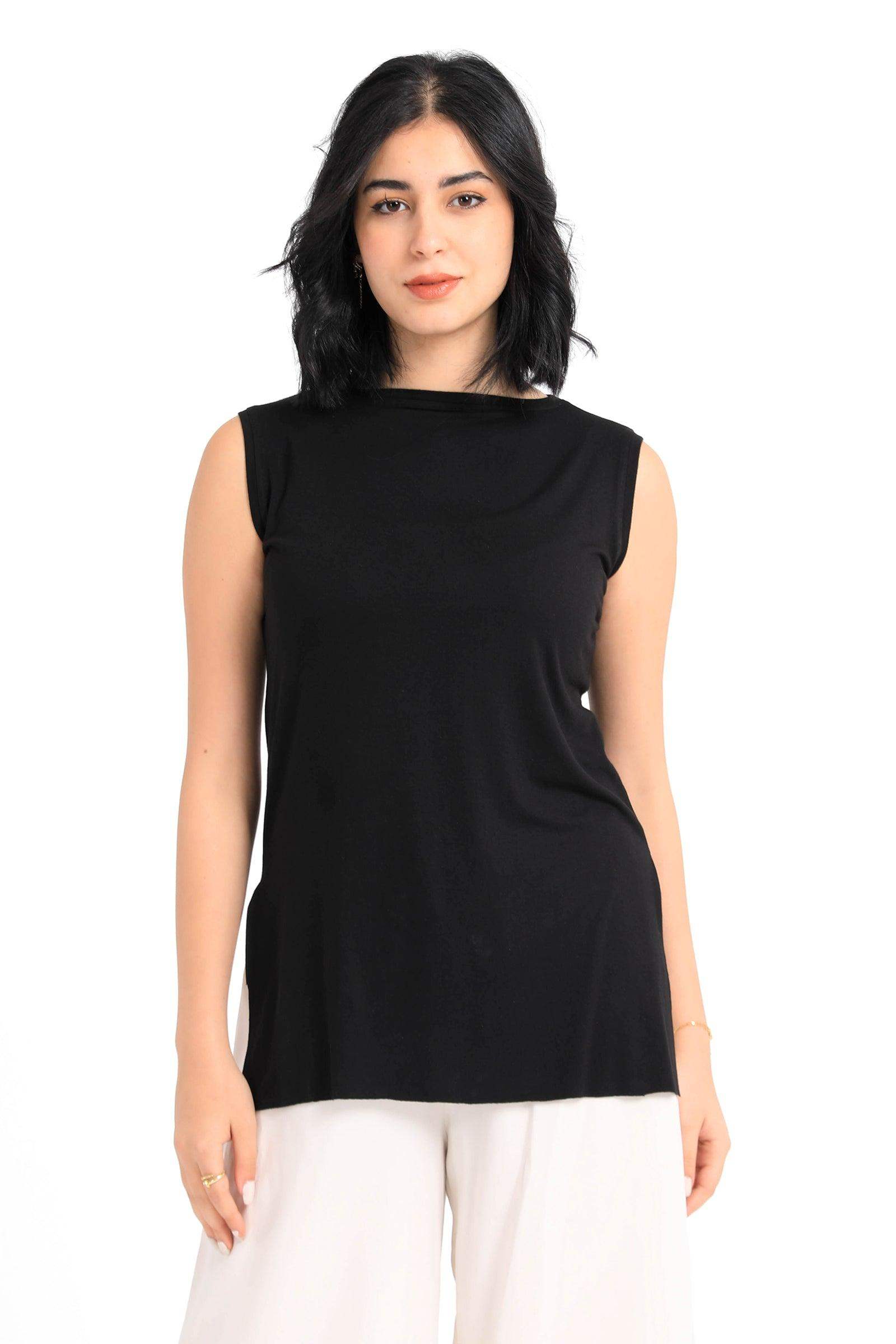 Viscose T-Shirt with Slits - Carina - ÙƒØ§Ø±ÙŠÙ†Ø§