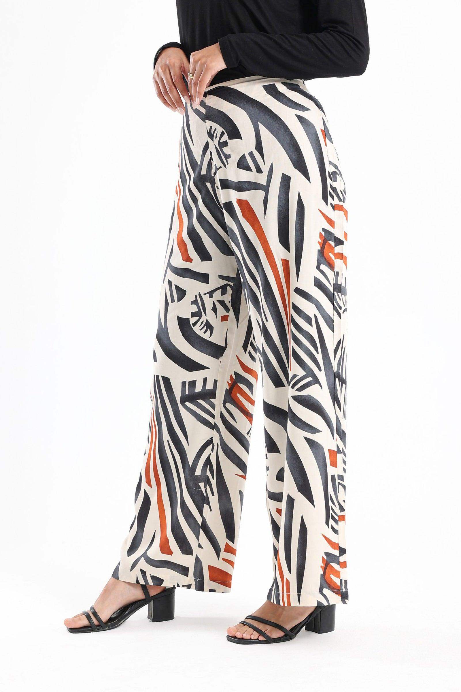 Viscose Tritone Printed Pants - Carina - ÙƒØ§Ø±ÙŠÙ†Ø§