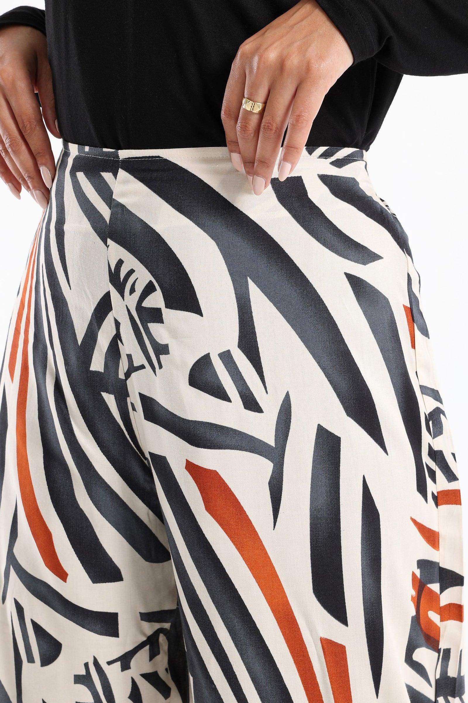 Viscose Tritone Printed Pants - Carina - ÙƒØ§Ø±ÙŠÙ†Ø§