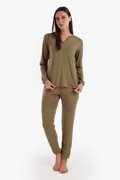 Viscose V-Neck Pyjama Set - Carina - ÙƒØ§Ø±ÙŠÙ†Ø§