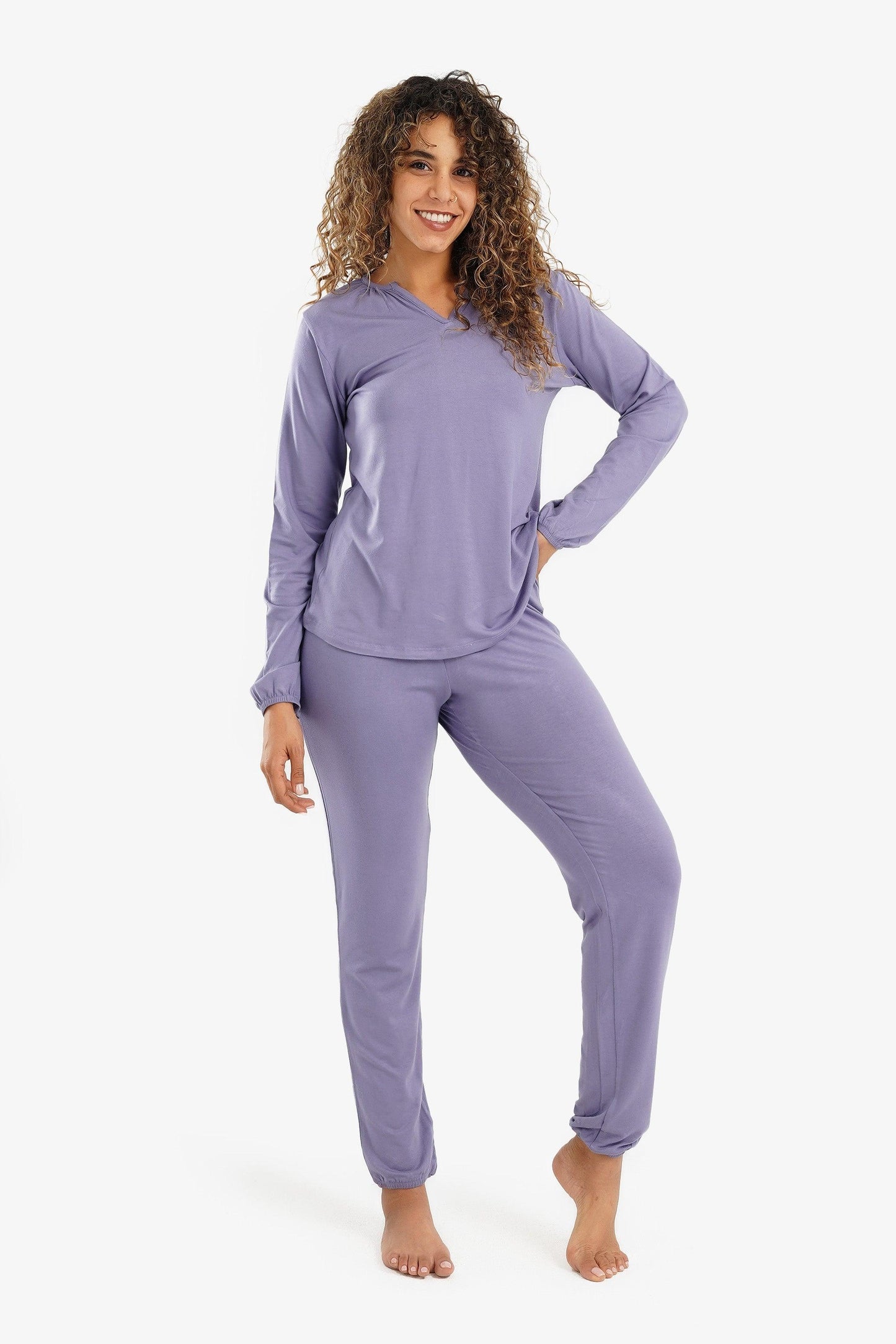 Viscose V-Neck Pyjama Set - Carina - ÙƒØ§Ø±ÙŠÙ†Ø§