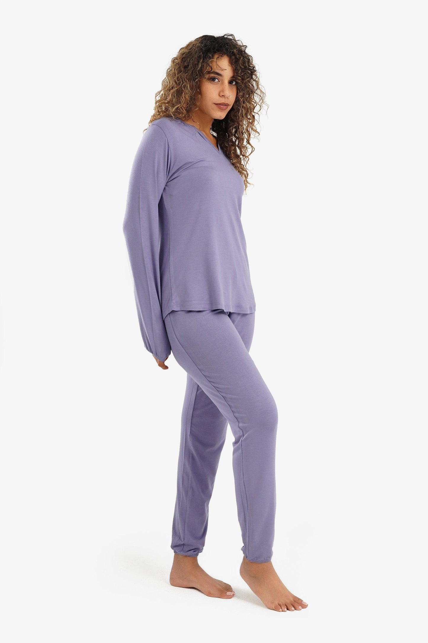 Viscose V-Neck Pyjama Set - Carina - ÙƒØ§Ø±ÙŠÙ†Ø§