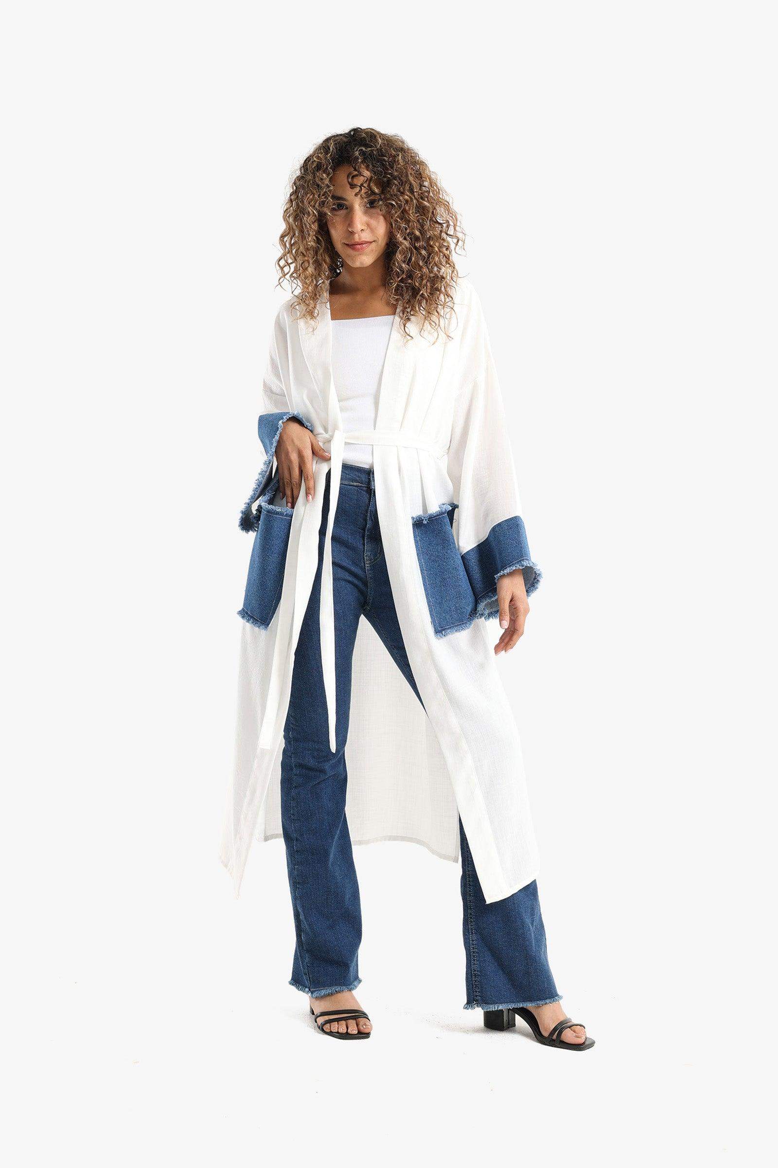 Voile & Denim Long Kimono - Carina - ÙƒØ§Ø±ÙŠÙ†Ø§