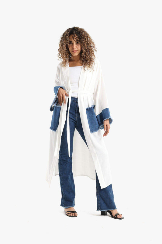 Voile & Denim Long Kimono - Carina - ÙƒØ§Ø±ÙŠÙ†Ø§