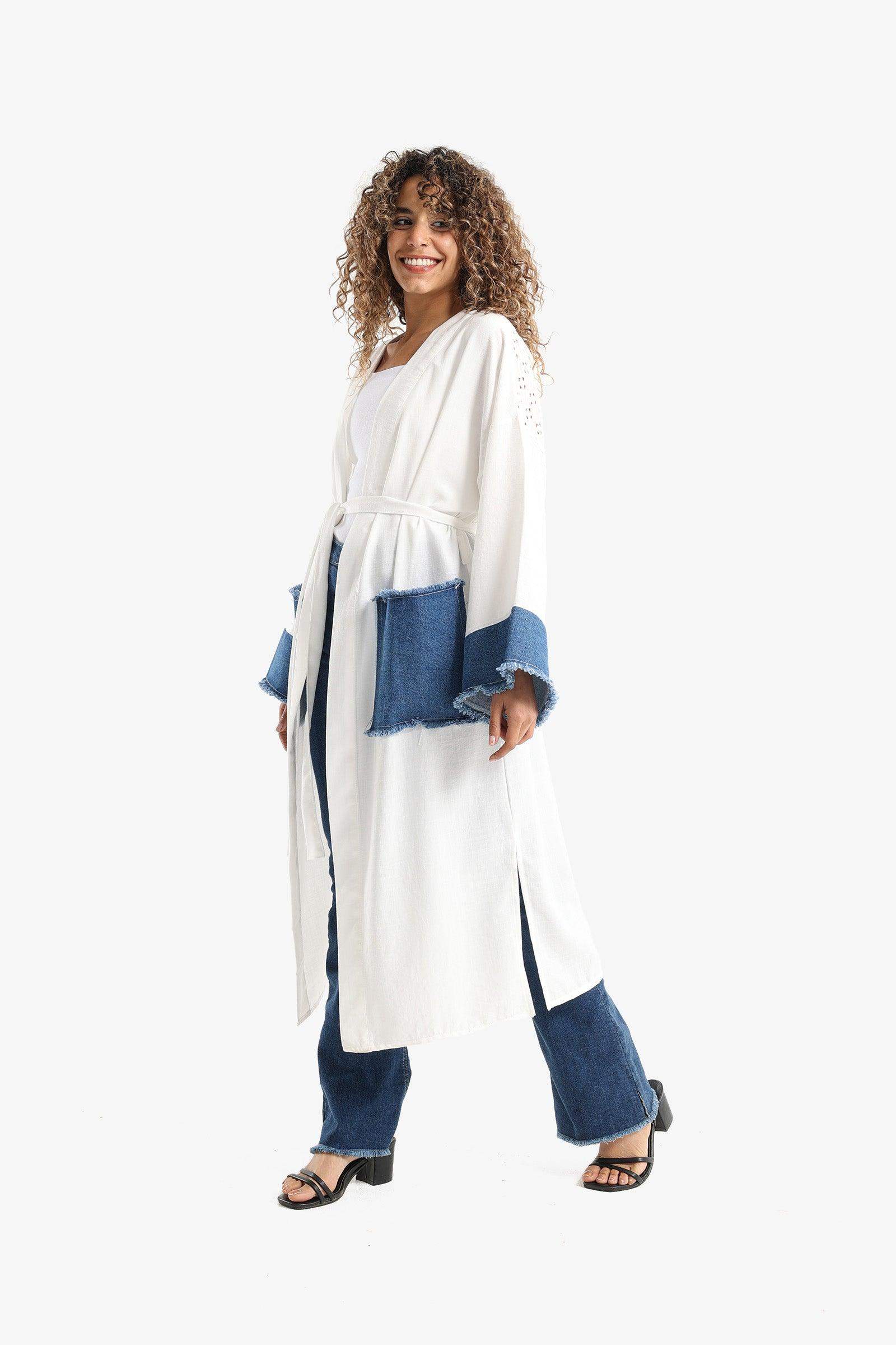 Voile & Denim Long Kimono - Carina - ÙƒØ§Ø±ÙŠÙ†Ø§