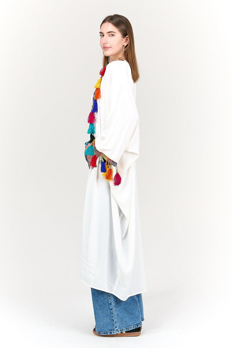 Kimono with Colorful Tassels