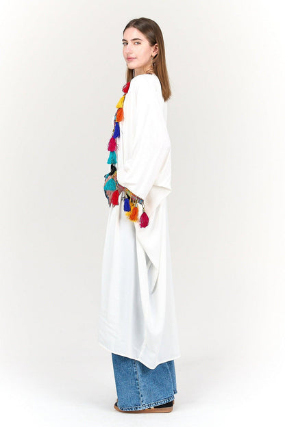 Kimono with Colorful Tassels