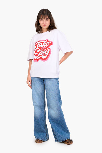 "Take It Easy" Printed T-Shirt - White