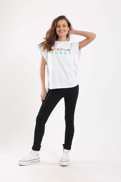 Wide Cap Sleeves T-Shirt - Carina - ÙƒØ§Ø±ÙŠÙ†Ø§