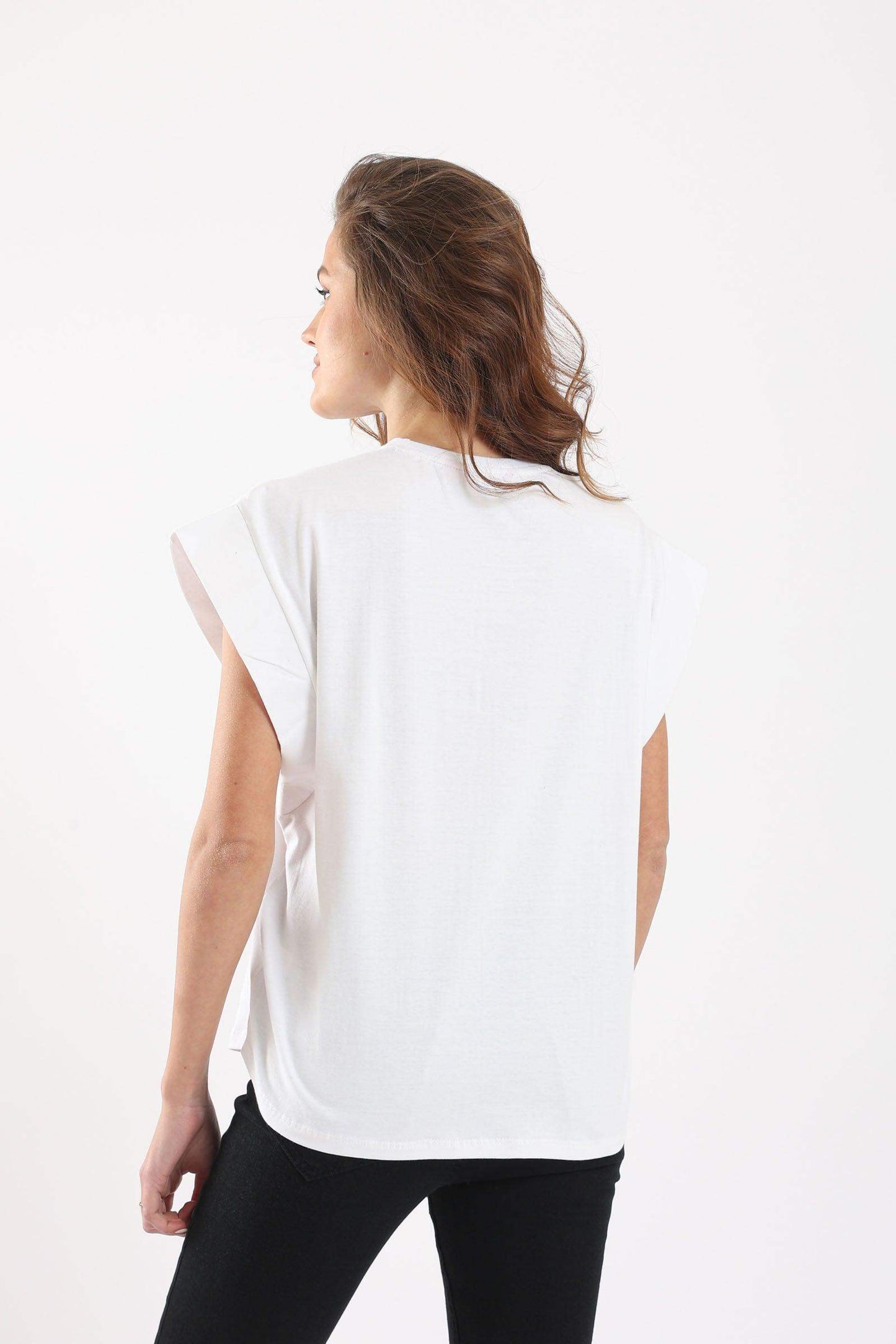 Wide Cap Sleeves T-Shirt - Carina - ÙƒØ§Ø±ÙŠÙ†Ø§