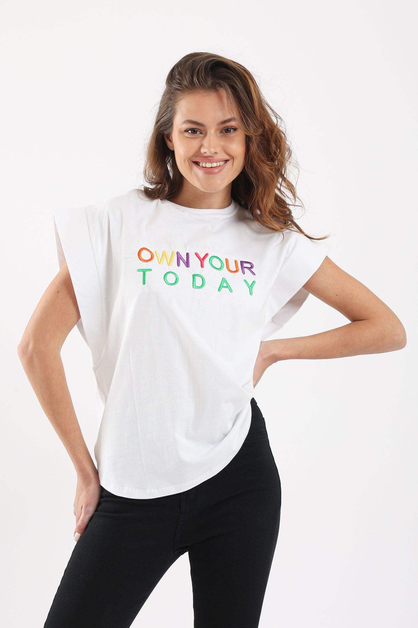 Wide Cap Sleeves T-Shirt - Carina - ÙƒØ§Ø±ÙŠÙ†Ø§