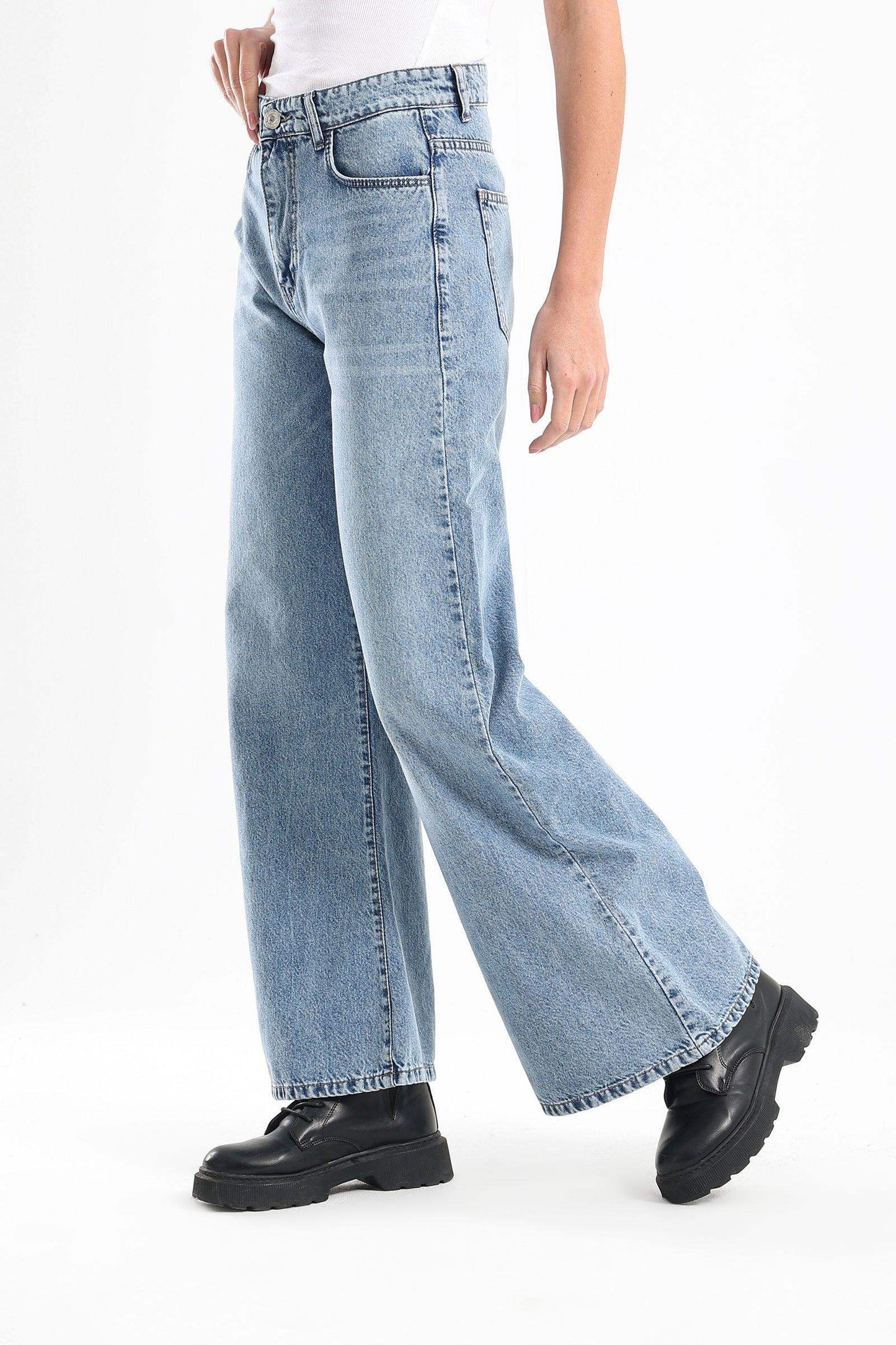 Wide Leg Denim Pants - Carina - ÙƒØ§Ø±ÙŠÙ†Ø§