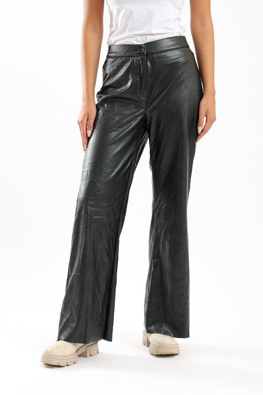 Wide Leg Leather Trousers - Clue Wear