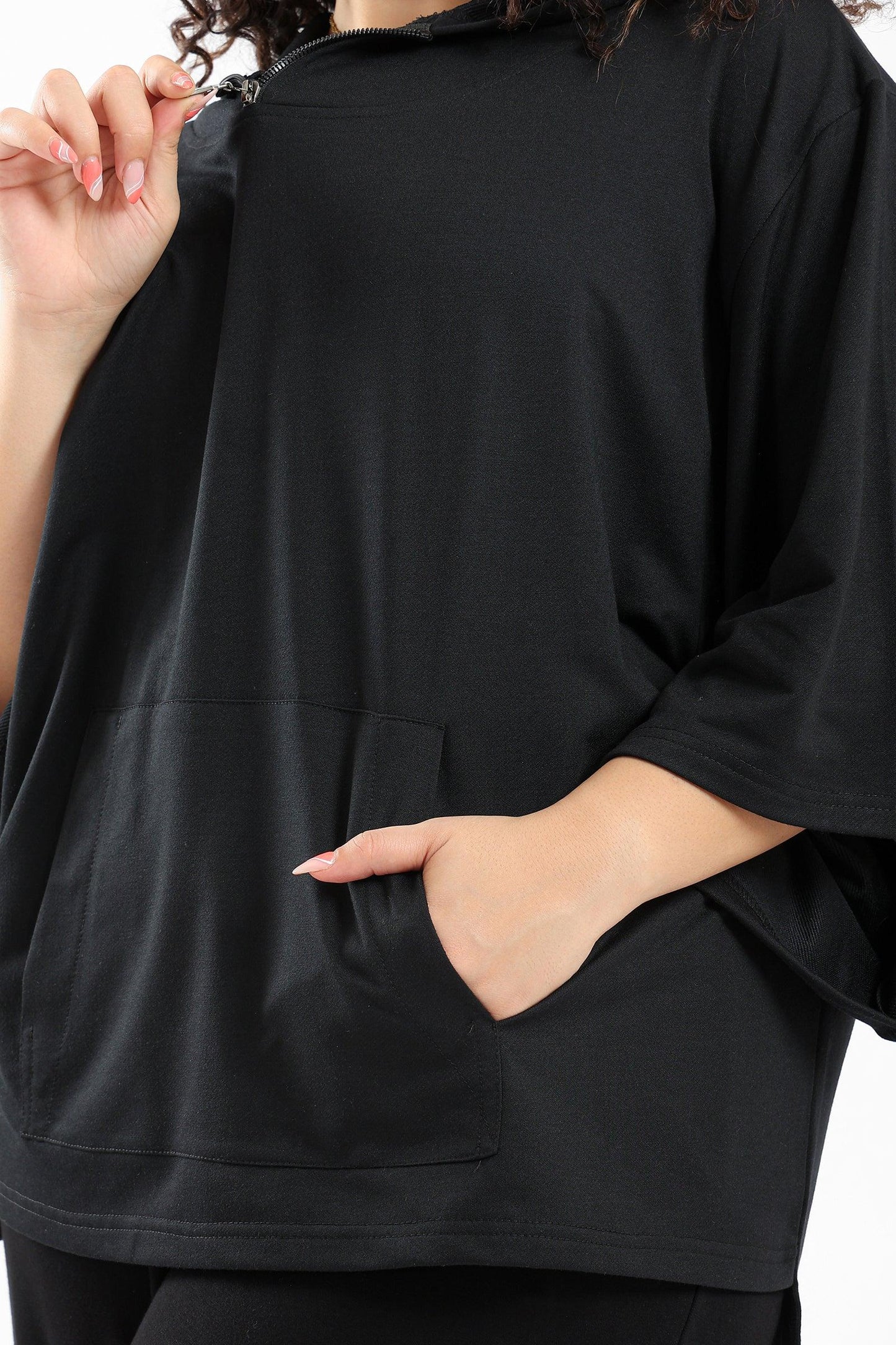 Wide Sleeves Relaxed Hoodie - Clue Wear