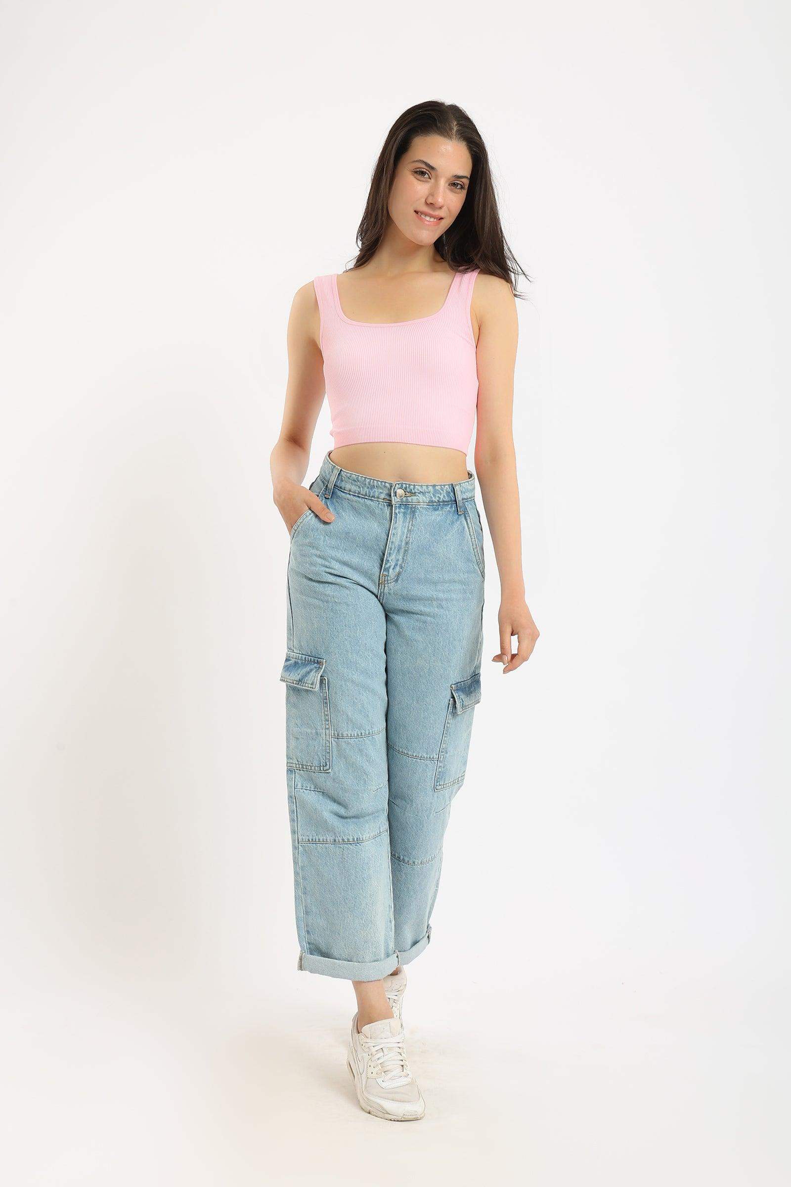 Wide Strap Ribbed Crop Top - Carina - ÙƒØ§Ø±ÙŠÙ†Ø§