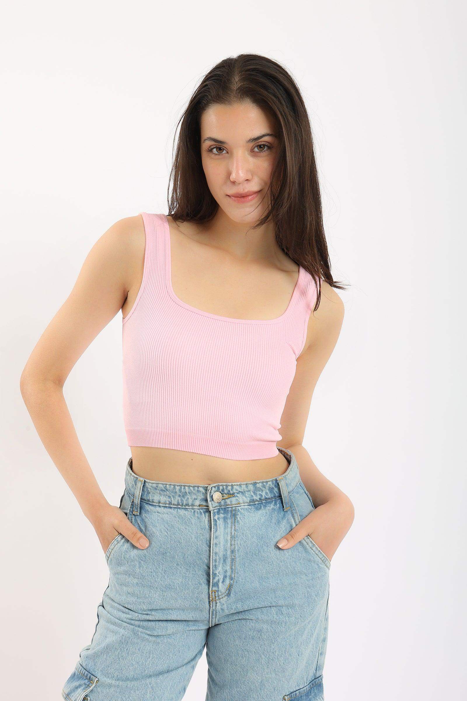 Wide Strap Ribbed Crop Top - Carina - ÙƒØ§Ø±ÙŠÙ†Ø§