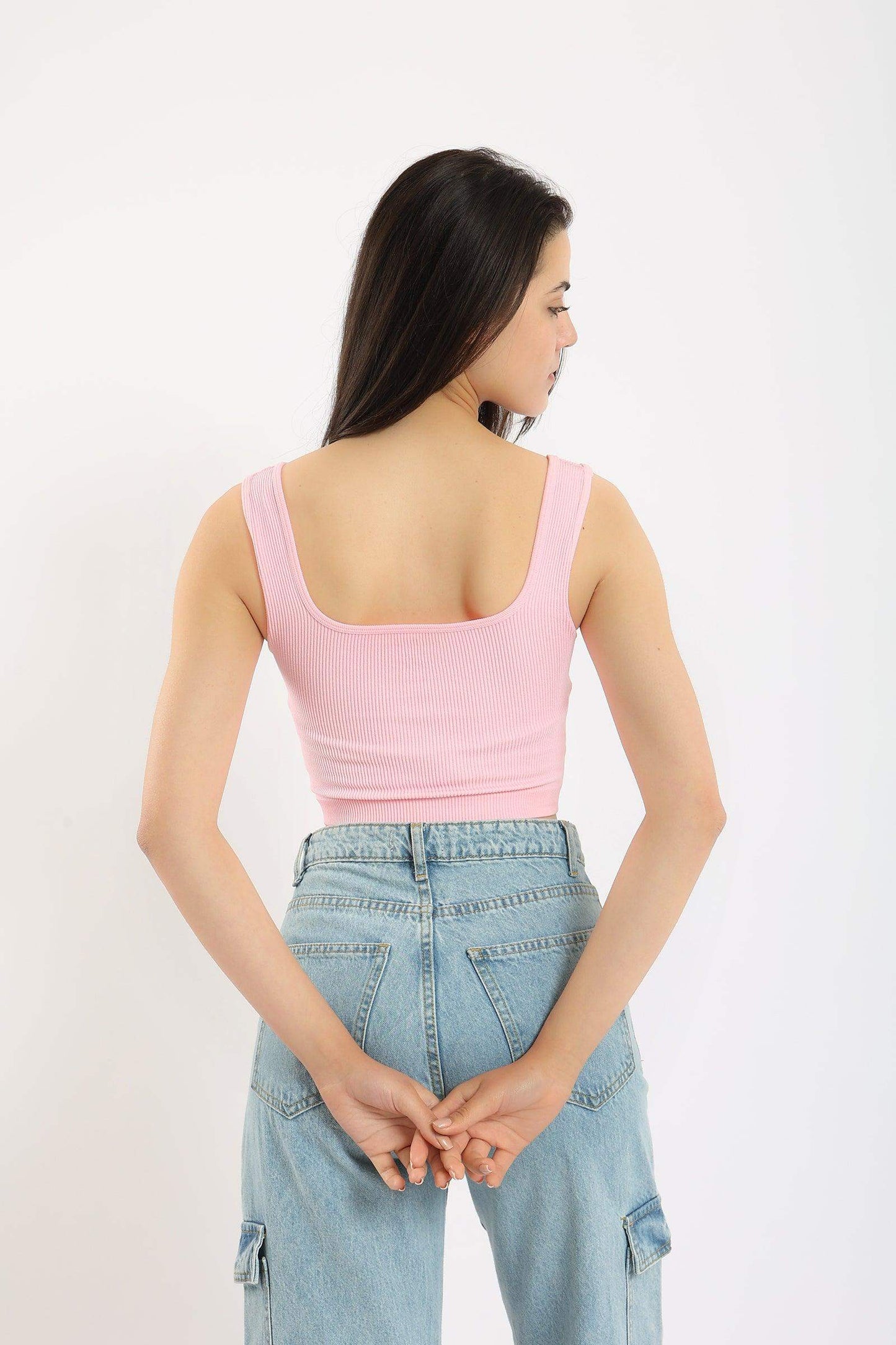 Wide Strap Ribbed Crop Top - Carina - ÙƒØ§Ø±ÙŠÙ†Ø§