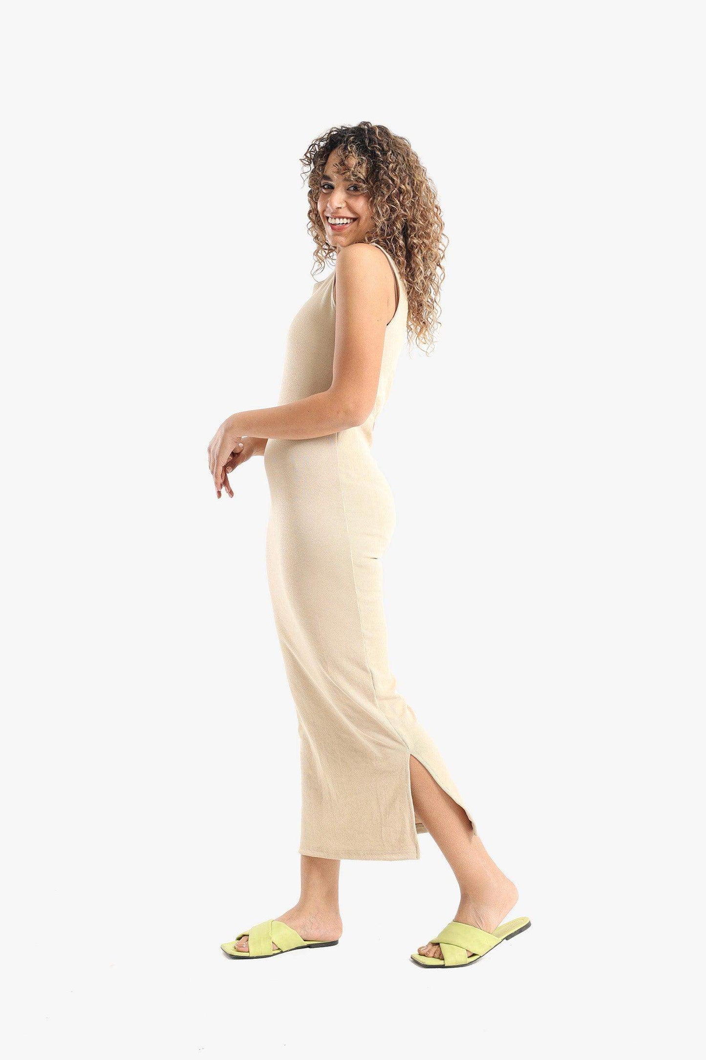 Wide Strap Ribbed Dress - Carina - ÙƒØ§Ø±ÙŠÙ†Ø§