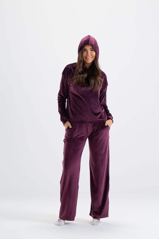 Wine Velvet Pyjama Set - Carina - ÙƒØ§Ø±ÙŠÙ†Ø§