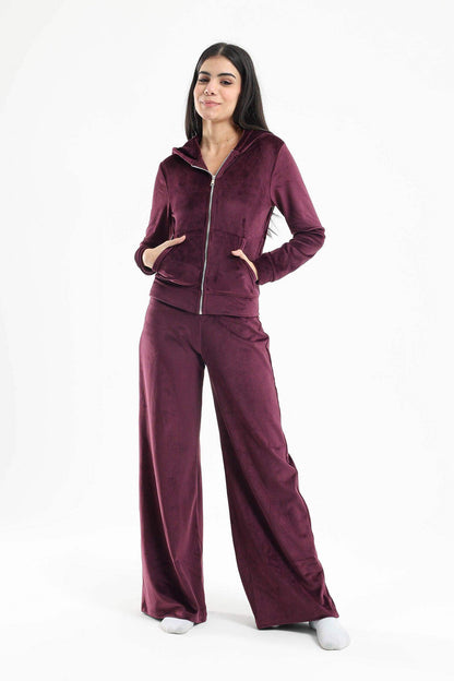 Wine Velvet Pyjama Set - Carina - ÙƒØ§Ø±ÙŠÙ†Ø§