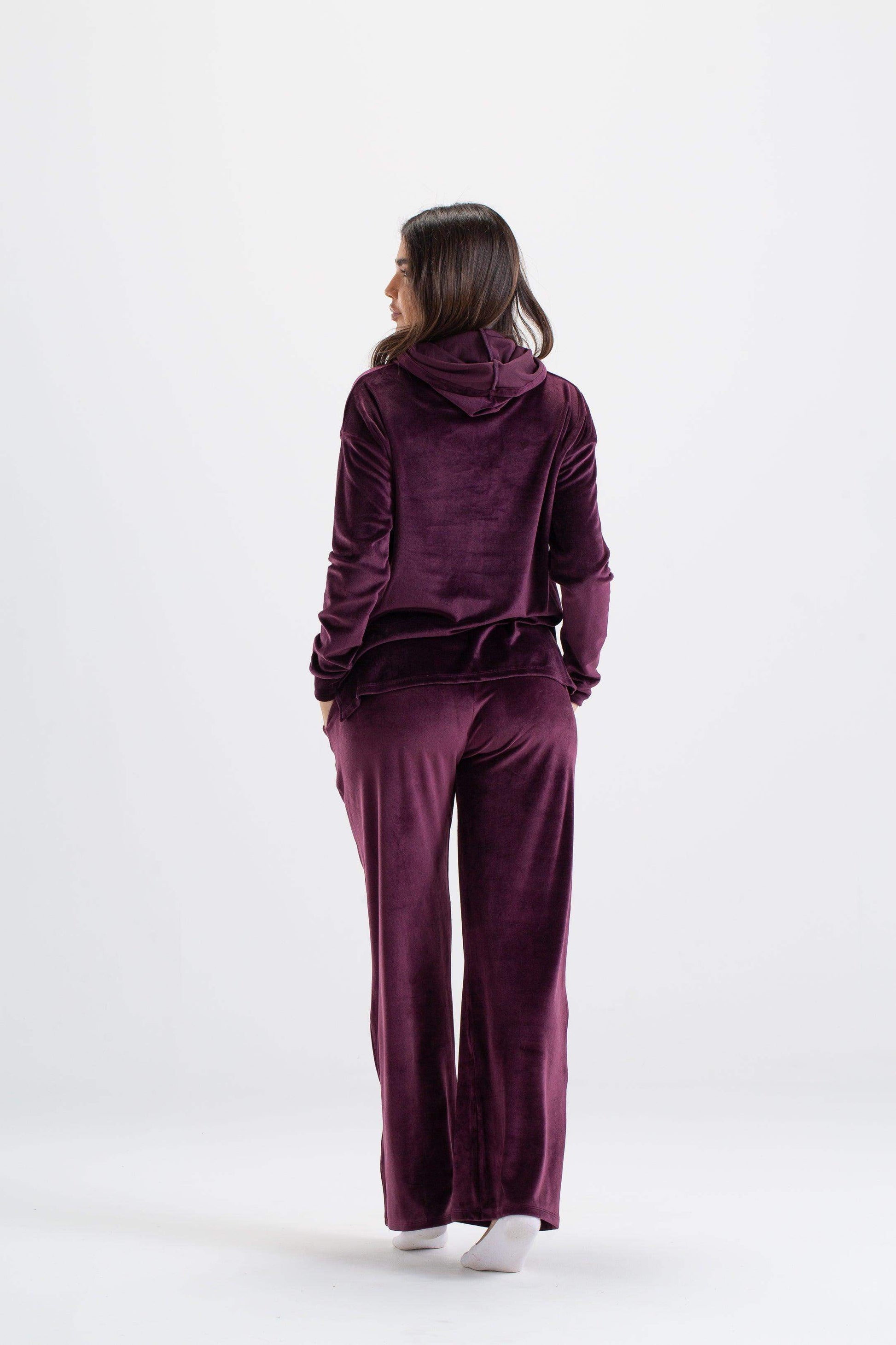 Wine Velvet Pyjama Set - Carina - ÙƒØ§Ø±ÙŠÙ†Ø§