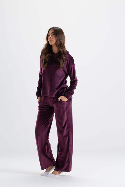 Wine Velvet Pyjama Set - Carina - ÙƒØ§Ø±ÙŠÙ†Ø§