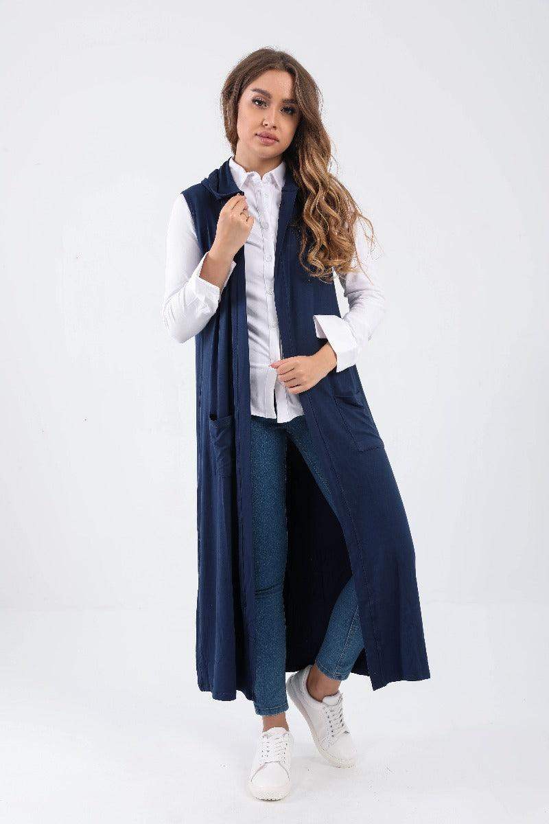 Women Viscose Sleeveless Long Cardigan - Carina - ÙƒØ§Ø±ÙŠÙ†Ø§