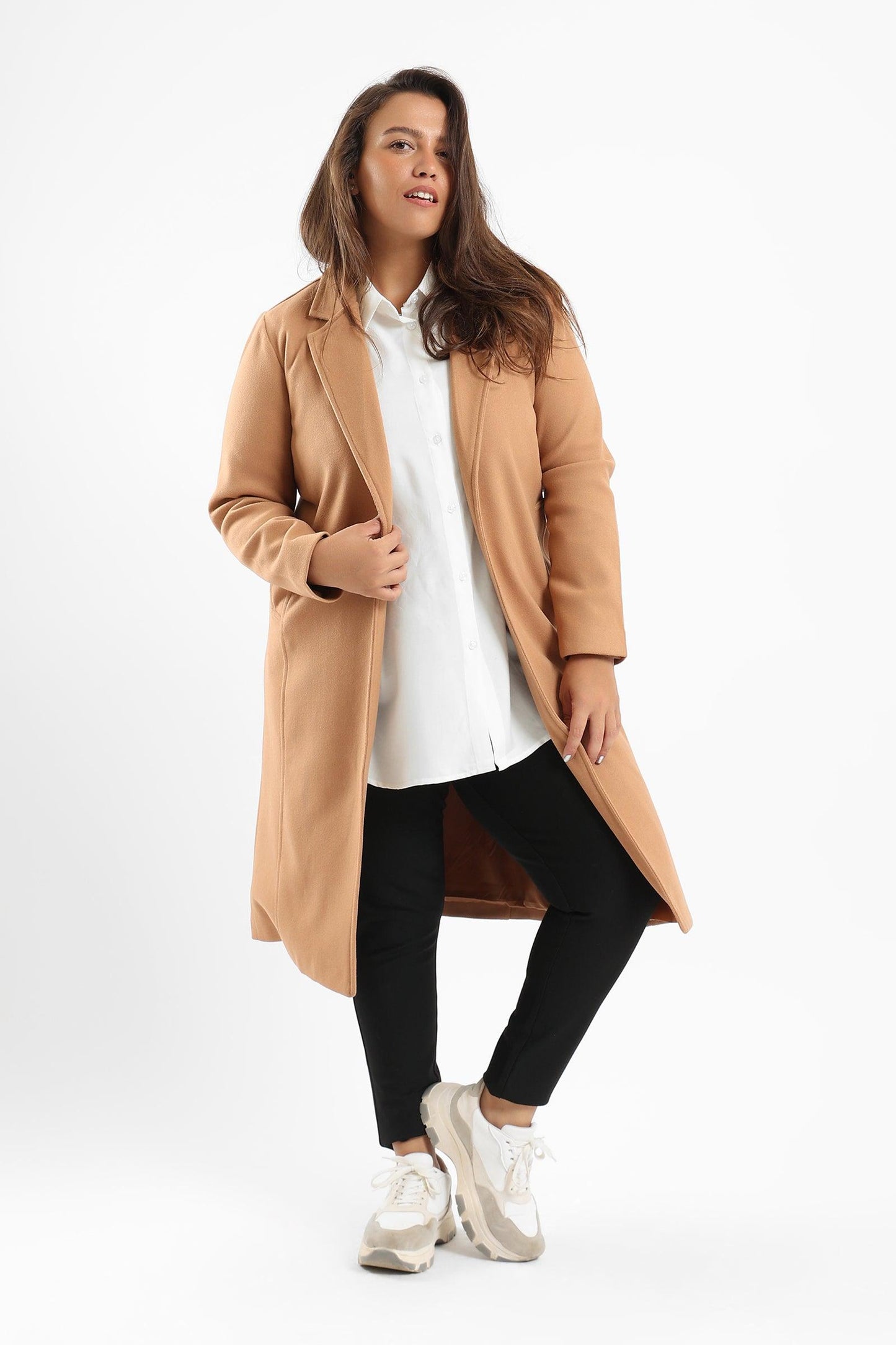 Wool Blend Mid Length Coat - Clue Wear