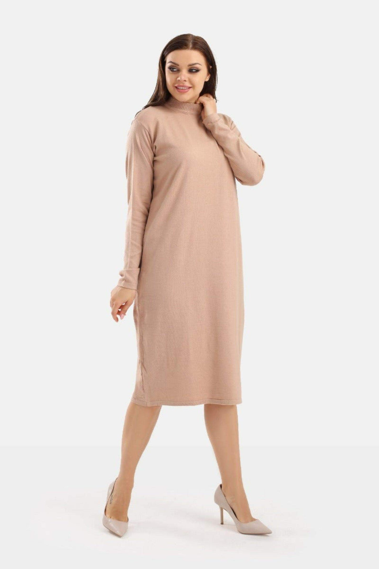 Wool Plain Midi Dress - Carina - ÙƒØ§Ø±ÙŠÙ†Ø§